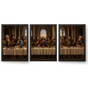 Quadro Santa Ceia Renascimento Clássico 3 Peças