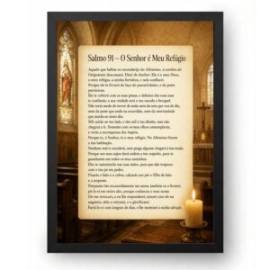 Quadro Salmo 91 Igreja, Vela e Silêncio Sagrado