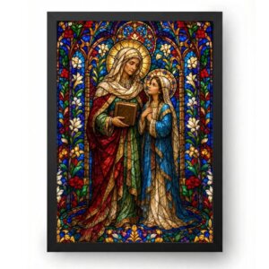 Quadro Santa Ana Avó de Jesus A Majestade em Vitral
