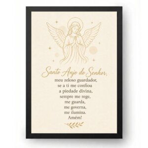 Quadro Santo Anjo do Senhor Minimalista Dourado