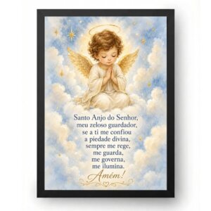 Quadro Santo Anjo do Senhor com Anjinho nas Nuvens