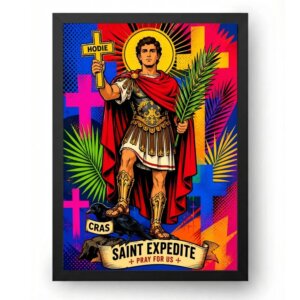 Quadro Santo Expedito Pop Art Devocional Colorido