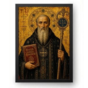Quadro São Bento Ícone Dourado Bizantino