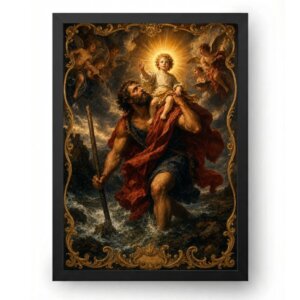 Quadro São Cristóvão Católico Estilo Barroco