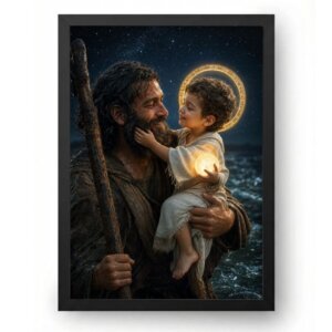 Quadro São Cristóvão Católico Menino Jesus Protetor