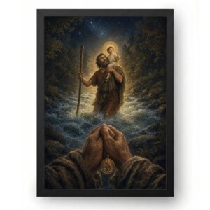 Quadro São Cristóvão Católico Visão do Peregrino