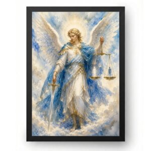Quadro São Miguel Arcanjo em Aquarela Celestial Suave