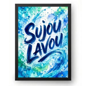 Quadro Sujou Lavou Para Cozinha Aquarela Moderna Azul Turquesa