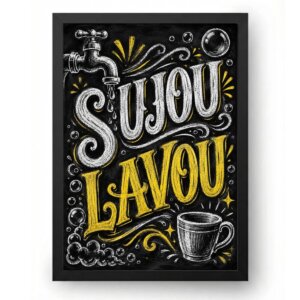 Quadro Sujou Lavou Para Cozinha Estilo Lousa Giz Preto Moderno