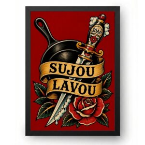 Quadro Sujou Lavou Para Cozinha Old School Tattoo