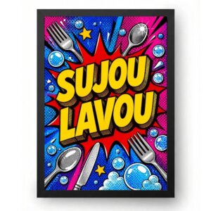 Quadro Sujou Lavou Para Cozinha Pop Art Divertido Colorido