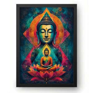 Quadro Buda Geométrico Colorido