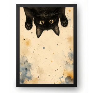 Quadro Gato Espiando de Cabeça para Baixo