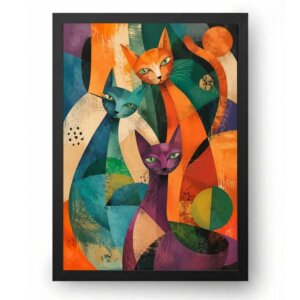 Quadro Gatos Abstratos Arte Premium