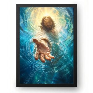Quadro Jesus Cristo Estendendo a Mão Sobre as Águas