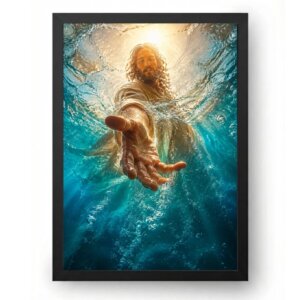Quadro Jesus Cristo Mão de Deus com Luz Celestial
