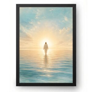Quadro Jesus Cristo Minimalista Sobre o Mar
