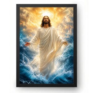 Quadro Jesus Cristo Ressurreição com Luz Dourada