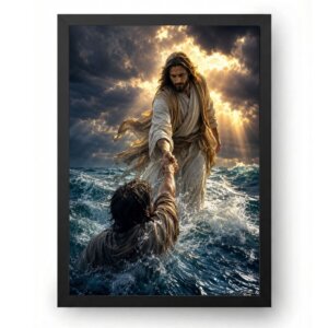 Quadro Jesus Cristo Salvando Pedro no Mar
