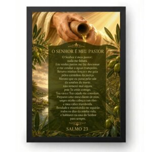 Quadro Salmo 23 Com Unção Dourada