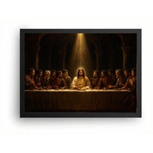 Quadro Santa Ceia Pintura Dramática com Luz Divina
