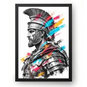 Quadro Soldado Romano Centurião Abstrato Colorido