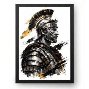 Quadro Soldado Romano Legionário Preto e Dourado