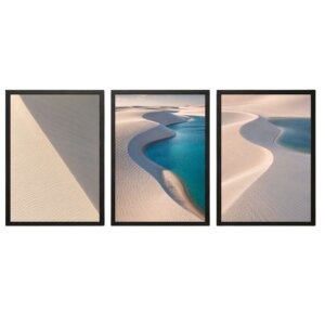 Trio de Quadros Lençóis Maranhenses Dunas e Lagoa Azul