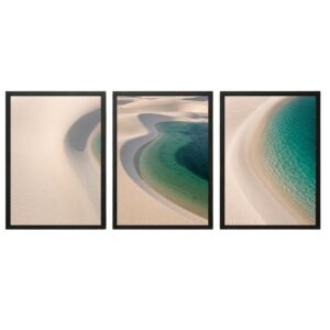 Trio de Quadros Lençóis Maranhenses Lagoa Verde Esmeralda