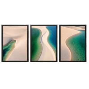 Trio de Quadros Lençóis Maranhenses Lagoas Verde e Azul