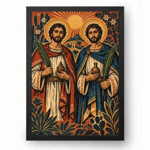 Quadro Cosme Damião Xilogravura Popular Brasileira