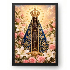Quadro Nossa Senhora Aparecida Flores Delicadas
