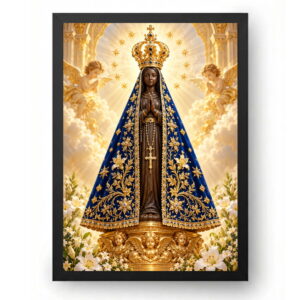 Quadro Nossa Senhora Aparecida Manto Azul Dourado