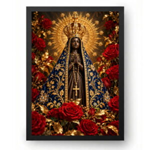 Quadro Nossa Senhora Aparecida Rosas Vermelhas