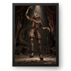 Quadro Palhaço Assustador Marionete de Madeira