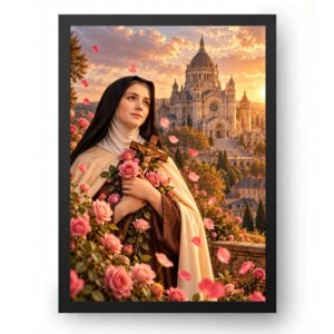 Quadro Santa Teresinha com Basílica de Lisieux