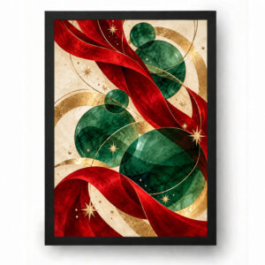 Quadro de Natal Bailado de Fitas e Enfeites Abstratos