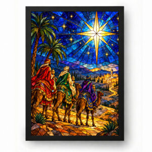 Quadro de Natal Estrela de Belém em Vitral Colorido