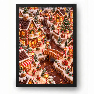Quadro de Natal Vila Encantada de Biscoito e Chocolate