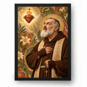 Quadro Padre Pio Devoção Ao Sagrado Coração De Jesus
