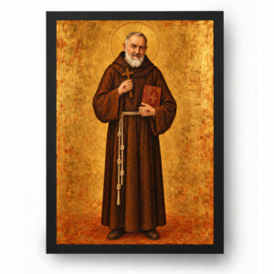 Quadro Padre Pio Ícone Sacro Dourado De Pietrelcina
