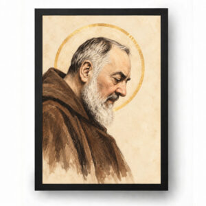 Quadro Padre Pio Silêncio E Contemplação Arte Minimalista