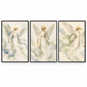Trio Quadros Arcanjos Minimalistas