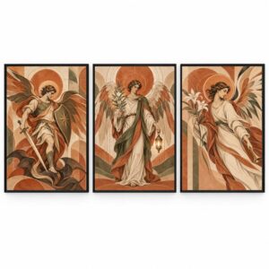 Trio Quadros Arcanjos Terracota