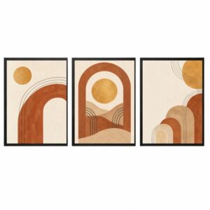 Trio Quadros Boho Sol e Arcos