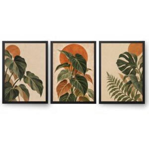 Trio Quadros Botanica Solar Boho