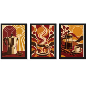 Trio Quadros Café Vintage Boho