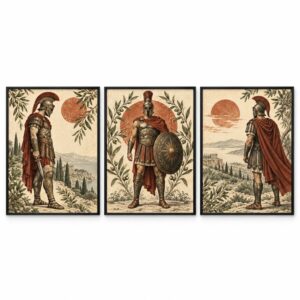 Trio Quadros Gladiador Romano Boho Vintage