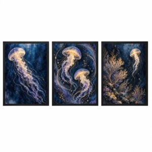 Trio Quadros Mar Profundo Boho