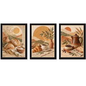 Trio Quadros Pães e Café Boho